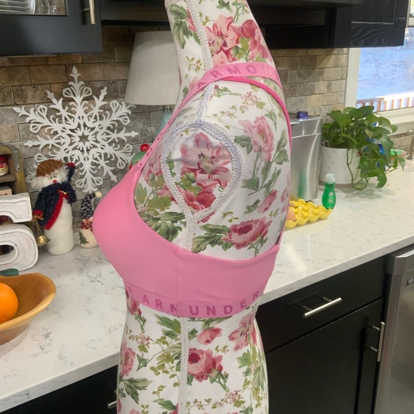 Under Armour Womens Medium Wordmark Strappy Sportlette Sport Bra Bralette Pink - Picture 2 of 8